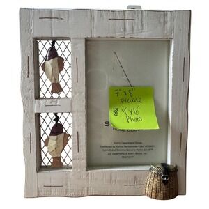Sonoma Goods‎ for Life Fishing Picture Frame Rustic Wood 4x6 Distressed White